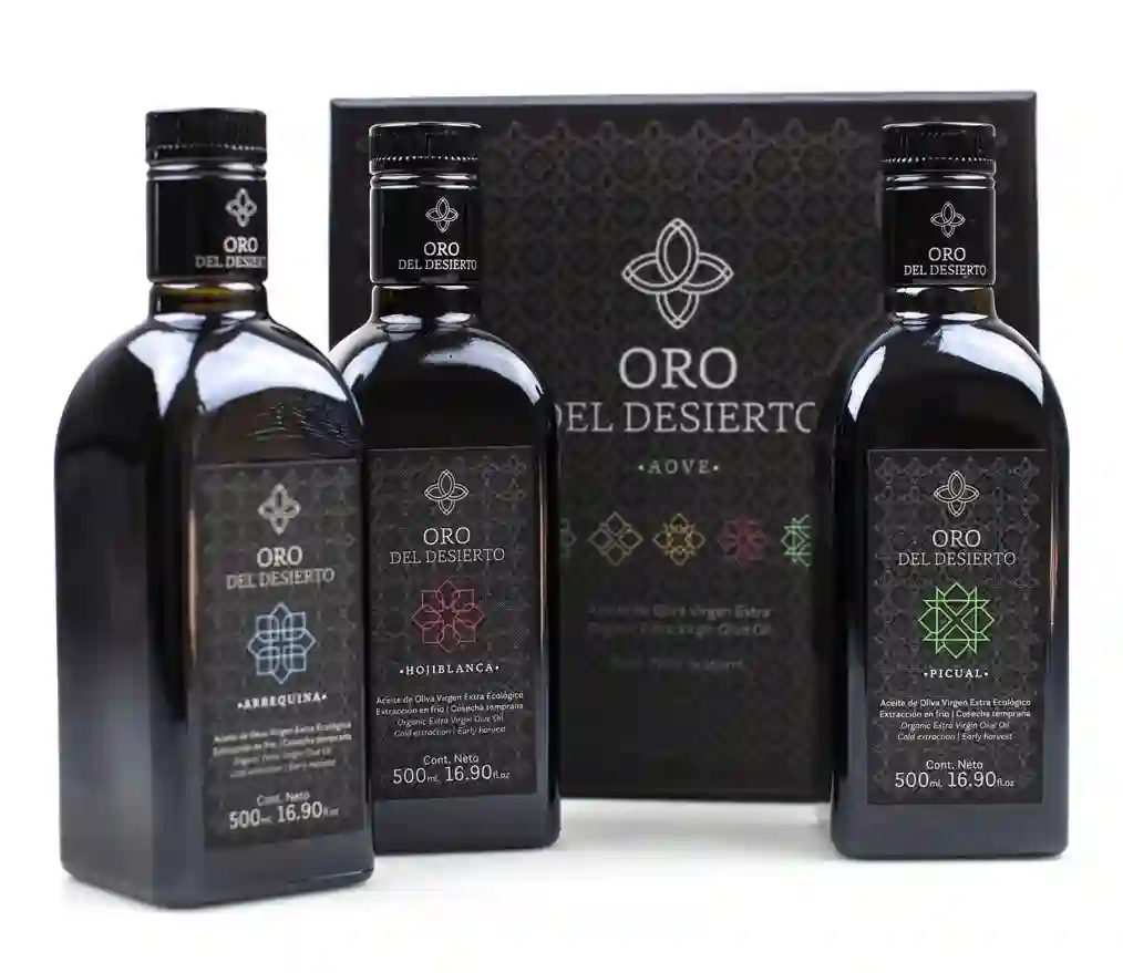 5x Oro del Desierto Estuche Regalo - 3 Frascas de Vidrio 500 ml.
