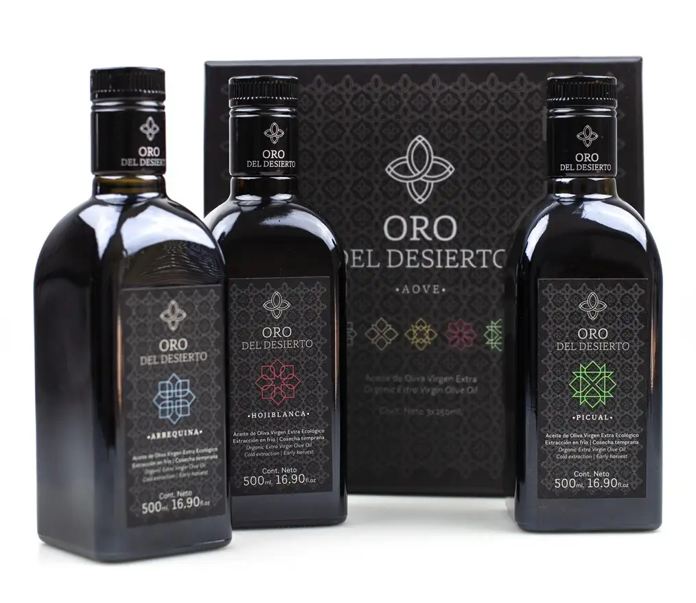 5x Oro del Desierto Estuche Regalo - 3 Frascas de Vidrio 500 ml.