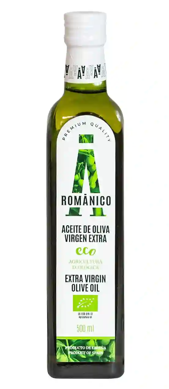 Románico Arbequina Orgánico - Botella de Vidrio 500 ml.
