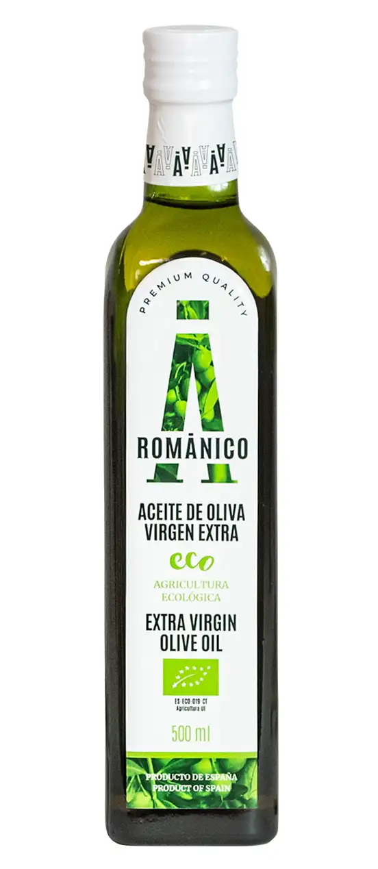 Románico Arbequina Orgánico - Botella de Vidrio 500 ml.