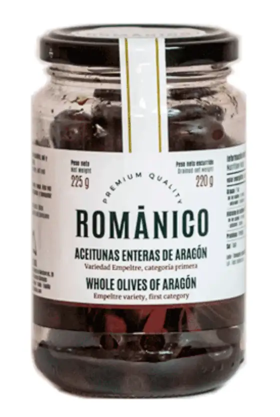 12x Románico Aceituna Negra Aragón - Tarro 220 Gr.