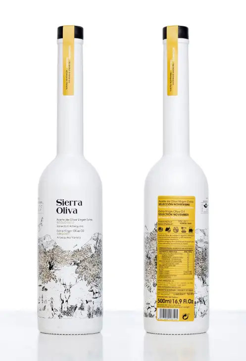 Sierra Oliva Cosecha Tempana Arbequina Bio - Botella de Vidrio 500 ml.