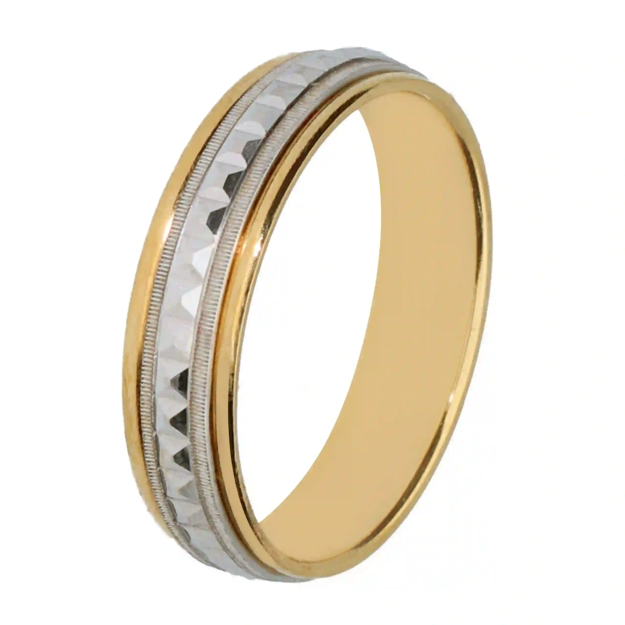 Alianza de de boda en oro blanco y amarillo de 18kts 5,00mm