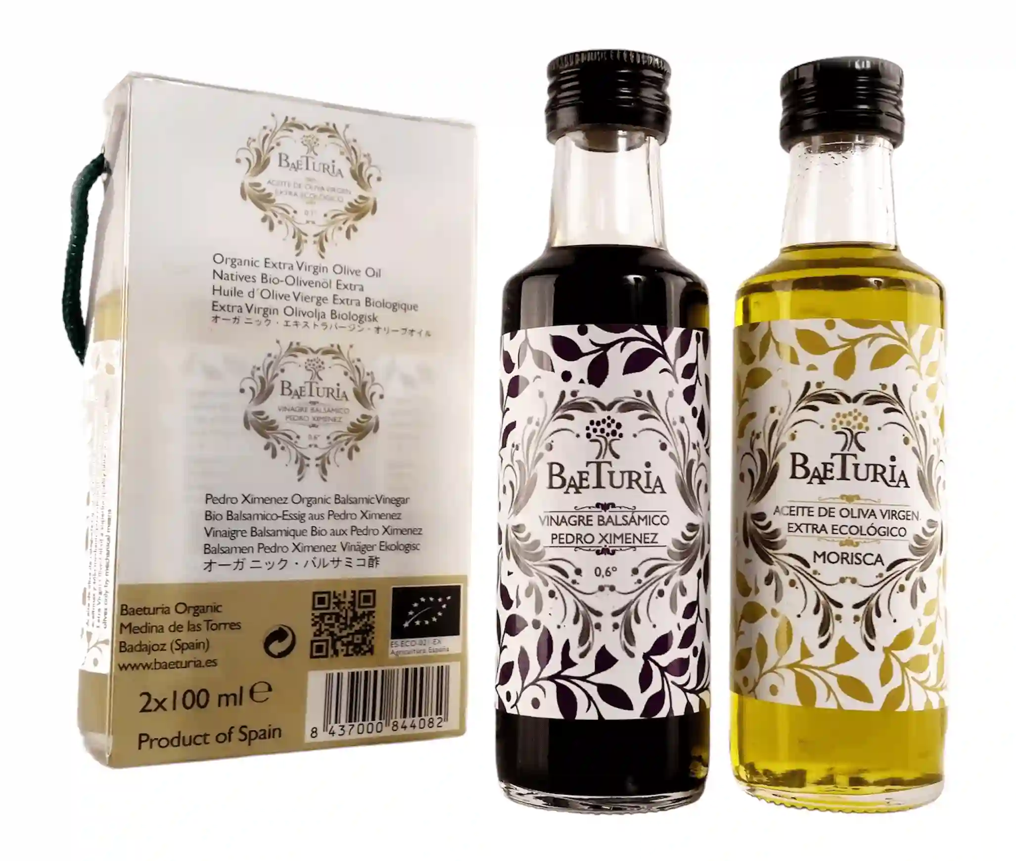Baeturia Duo Aove Morisca y Vinagre Ecológico Balsámico PX - Estuche 2x100 ml