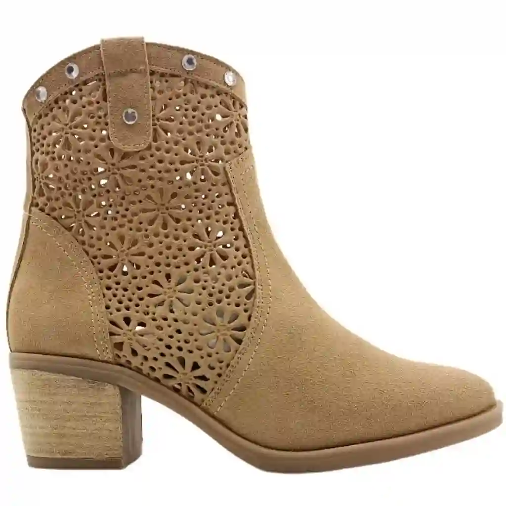 Botines de Serraje Con Tacón de Mujer Descanflex