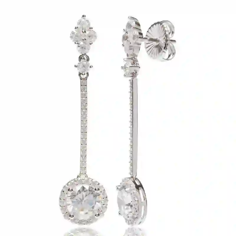 Pendientes para novias en plata con circonita