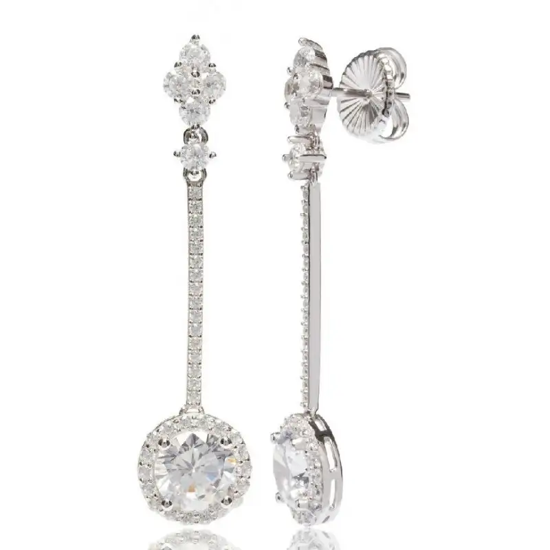 Pendientes para novias en plata con circonita