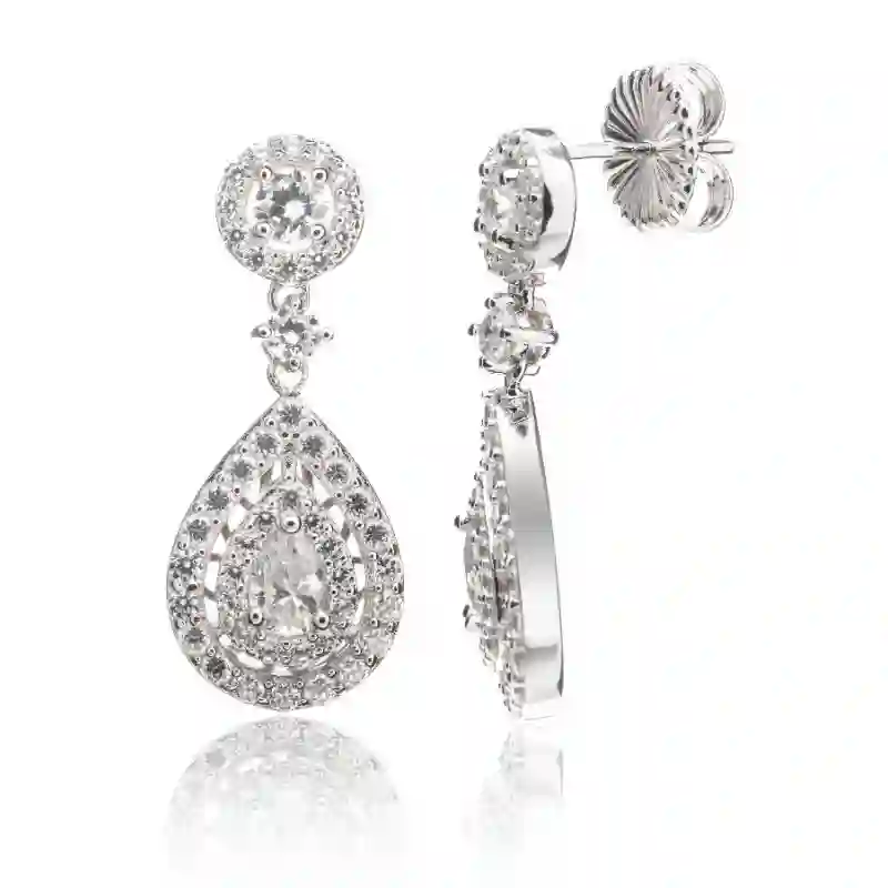 Pendientes para novias en plata con circonita