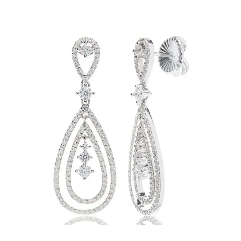 Pendientes para novias en plata con circonita