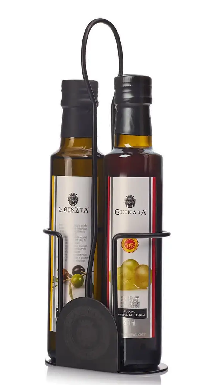 LA Chinata Convoy Metálico de Aceite de Oliva Virgen Extra Y Vinagre de Jerez - Set 2x250 ml