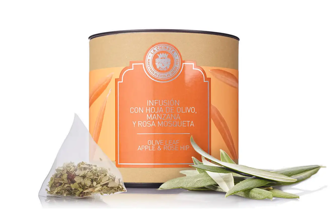 La chinata infusión con Hoja de olivo, Manzana y Rosa de Mosqueta - Tarro 30 GR