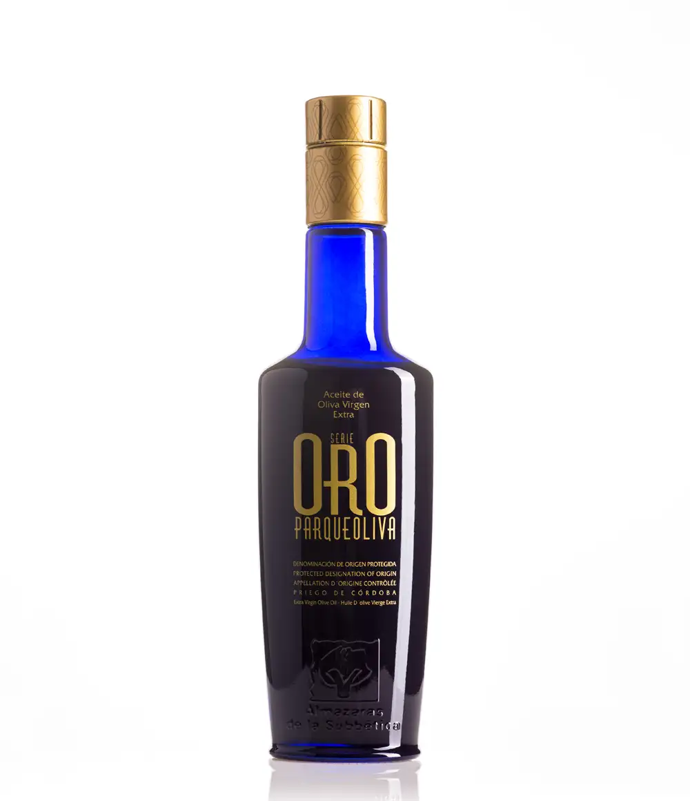 9x Parqueoliva Serie Oro - Botella de Vidrio 250 ml.