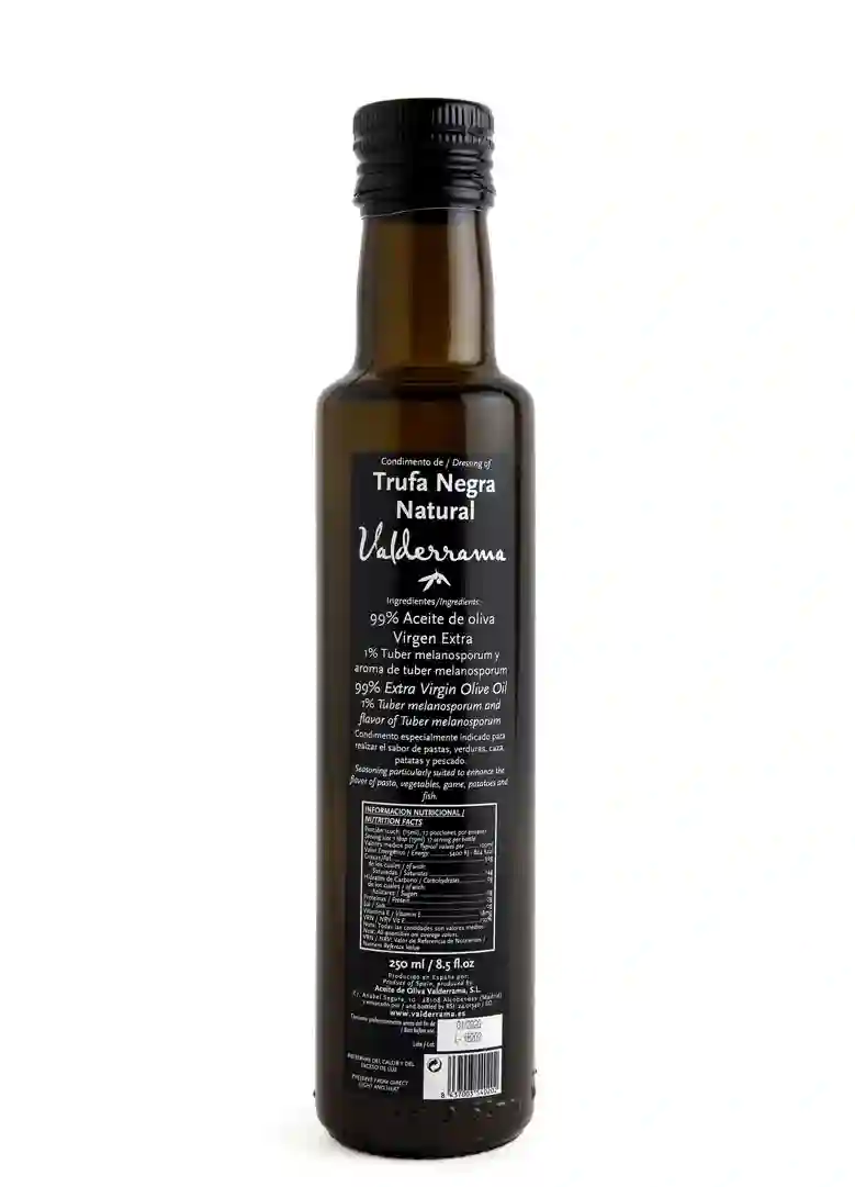 Valderrama Aceite de Trufa Negra Con Fecha preferente de Consumo 02/26 - Botella de Vidrio 250 ml