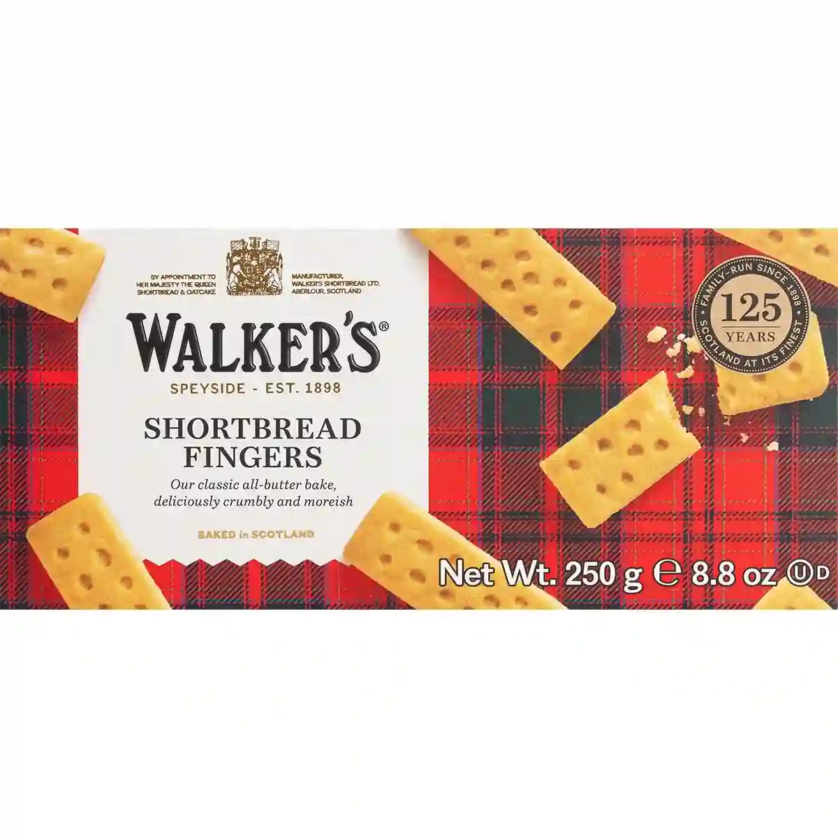 12x Walkers Finger Fingers Galletas de Mantequilla - Caja 250 GR