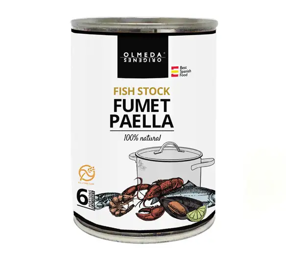 Olmeda oríngenes fumet paella pescado - lata 410 gr.