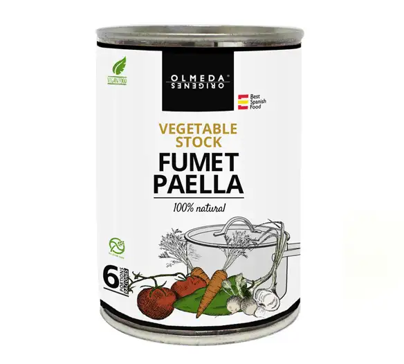 Olmeda oríngenes fumet paella verdura - lata 410 gr.