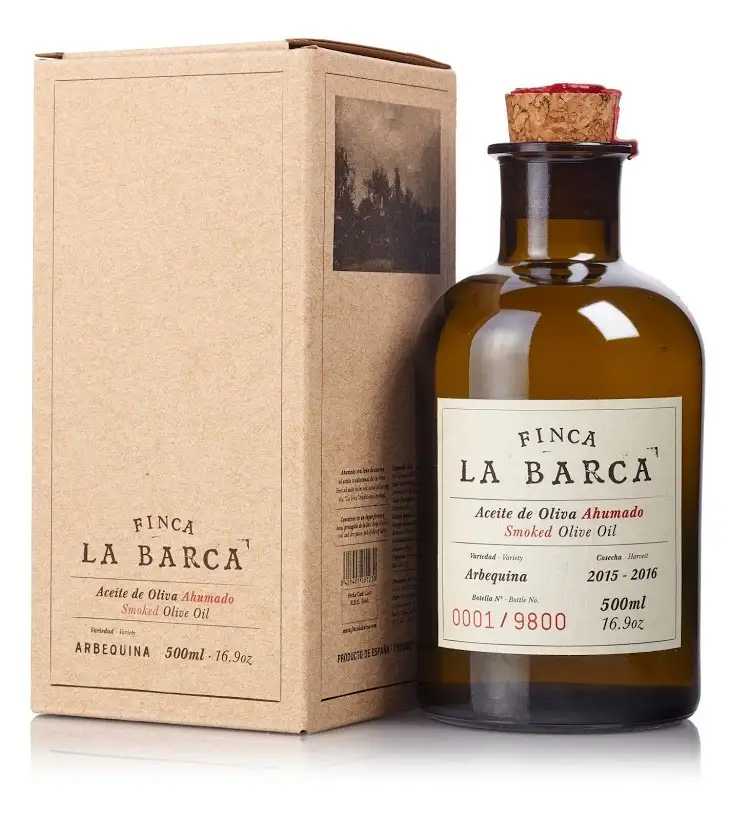 Finca la Barca Aceite de Oliva Ahumado - Botella de Vidrio con Estuche 500 ml.