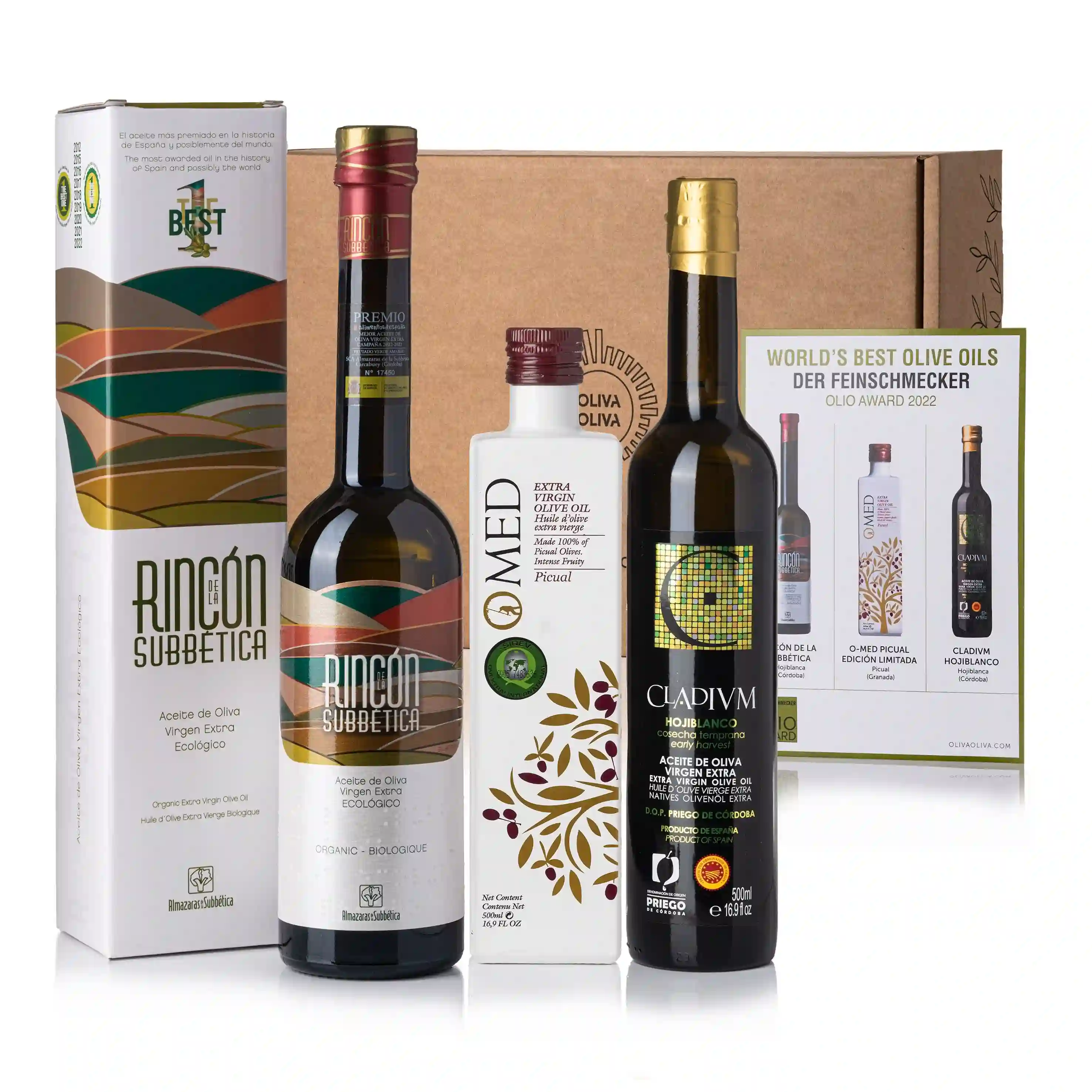 Mejores Aceites del Mundo Olio Award 2022 - Caja regalo 3x500 ml.