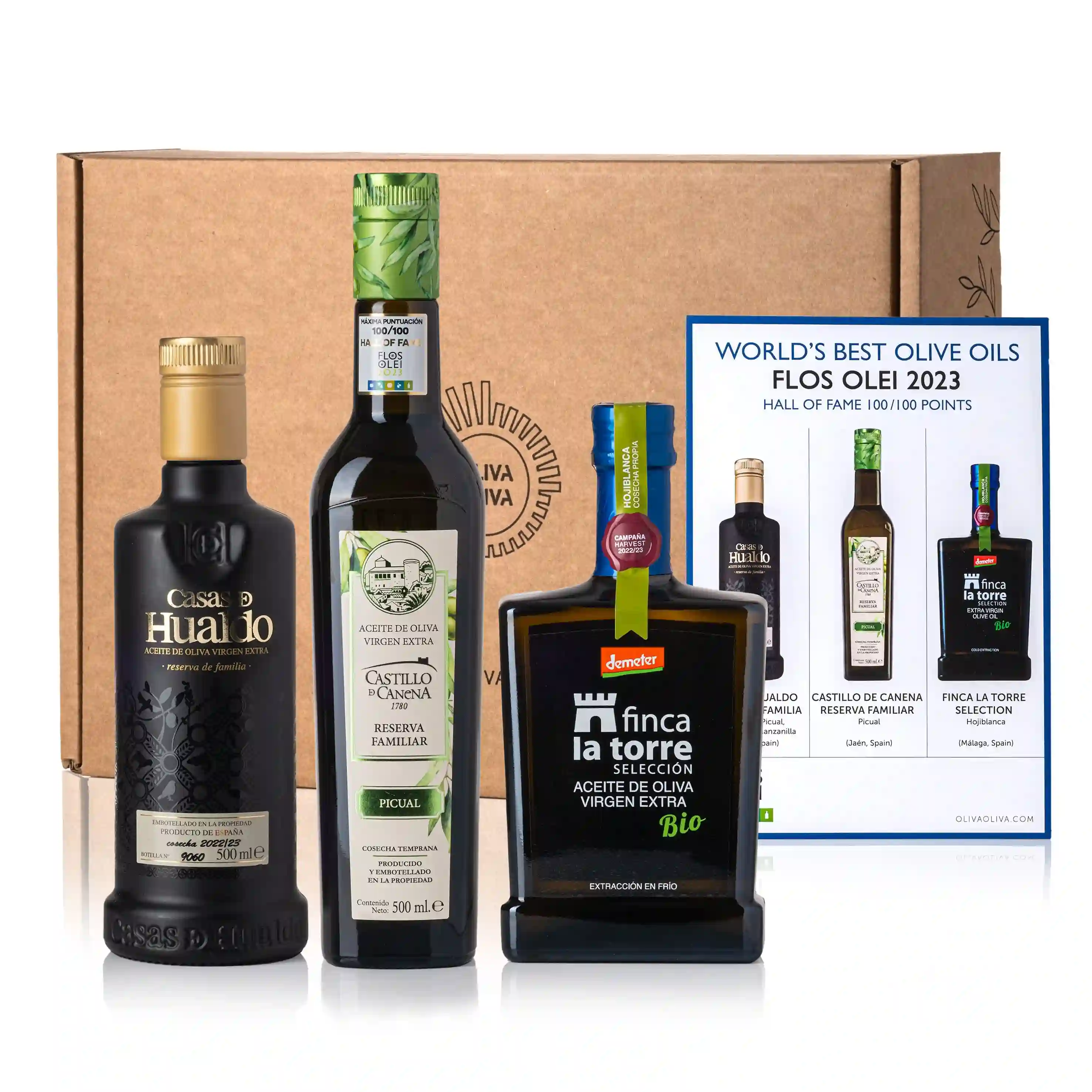 Mejores Aceites del Mundo Flos Olei 2023 - Caja Regalo 3x500 ml.