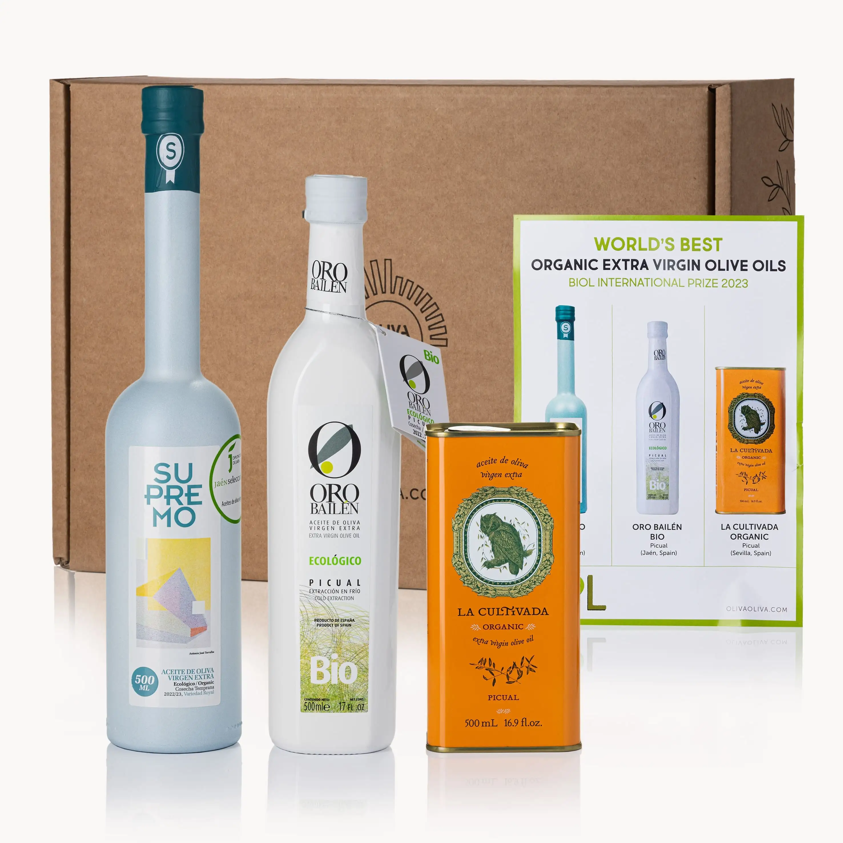 Mejores Aceites Ecológicos del Mundo Biol 2023 - Caja Regalo 3x500 ml.