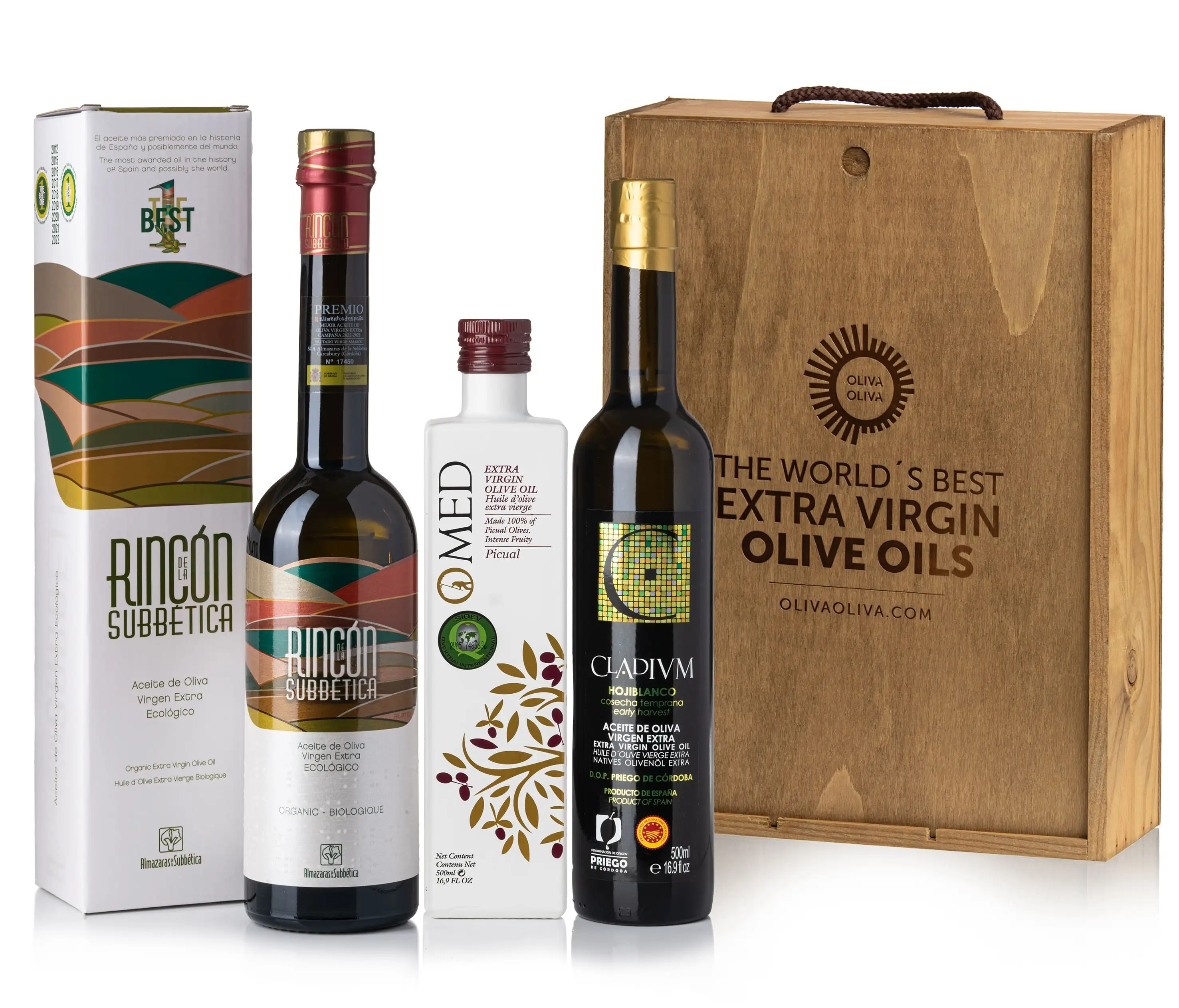 Mejores Aceites del Mundo Olio Premio 2022 - Caja Madera 3x500 ml