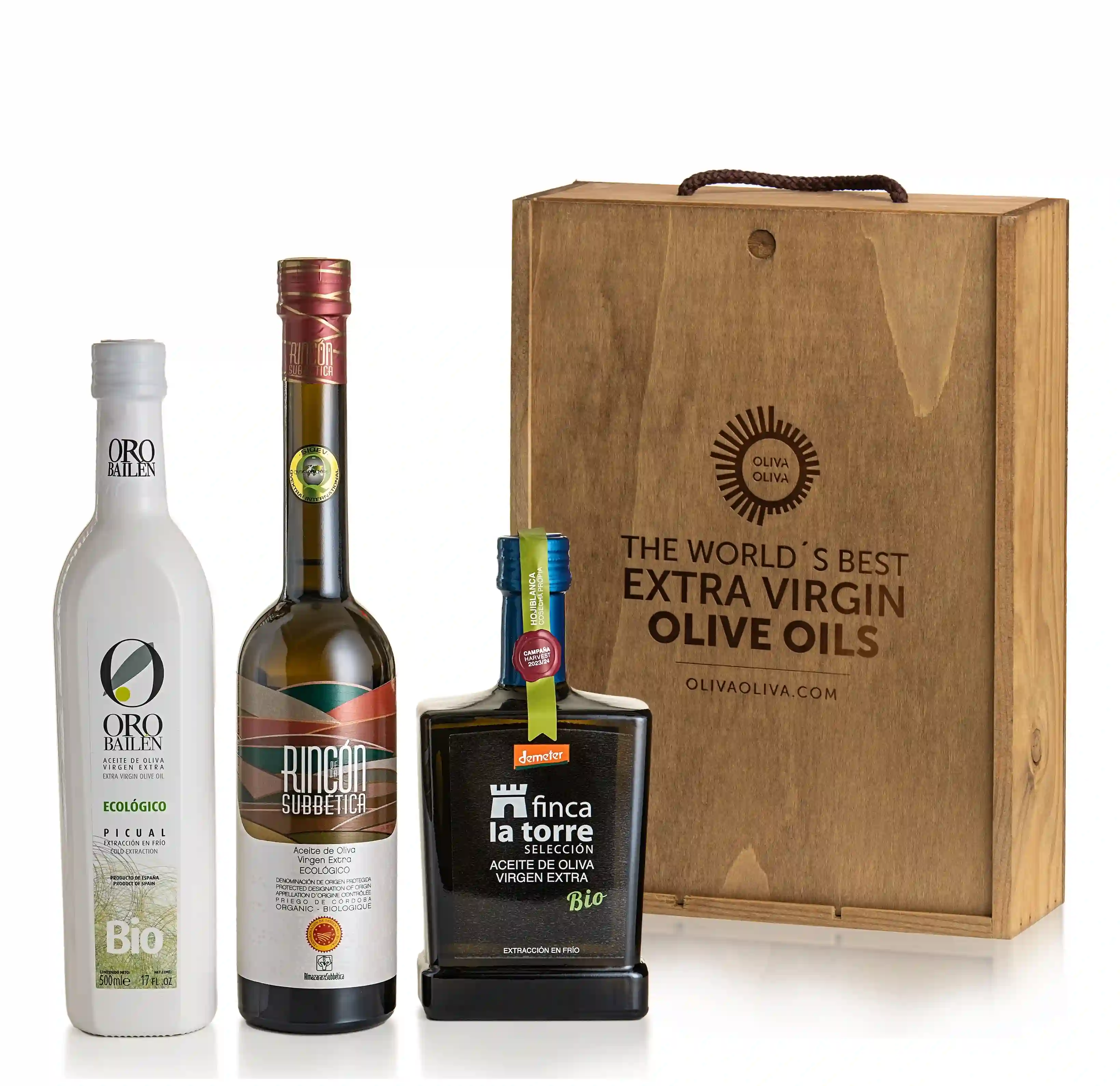 Mejores Aceites Ecológicos de España 2024 - Caja Madera 3x500 ml.