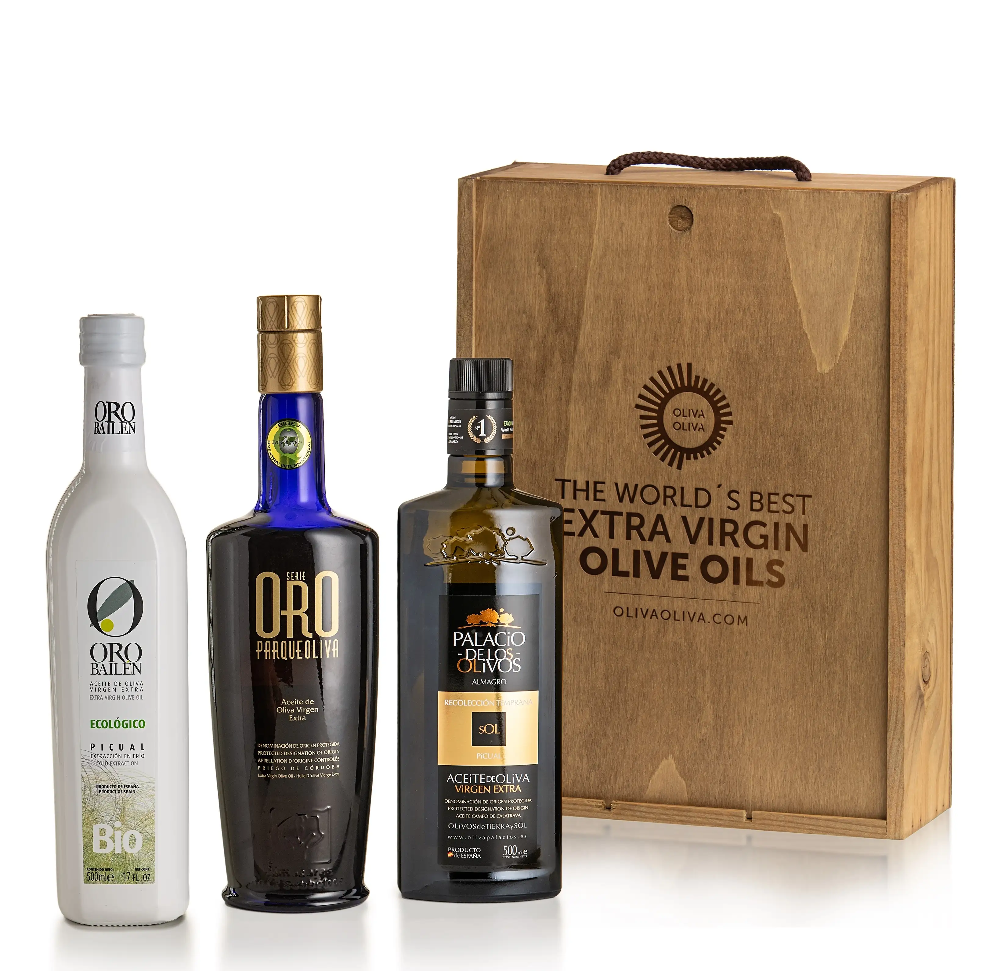 Mejores Aceites del Mundo Cinve 2024 - Caja Madera 3x500 ml.