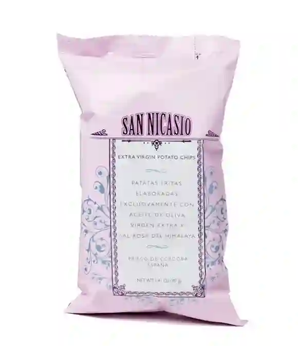 San Nicasio Patatas Fritas Con Sal Rosa del Himalaya - Bolsa 40 Gr.