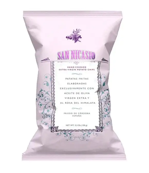 14x San Nicasio Patatas Fritas Con Sal Rosa del Himalaya - Bolsa 150 Gr.