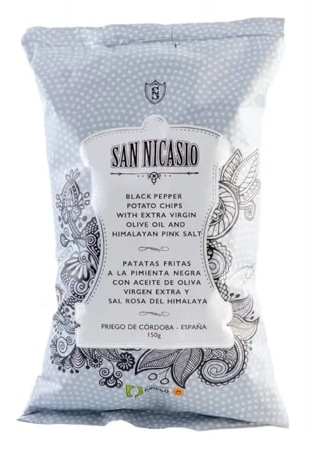 14x San Nicasio Patatas Fritas Pimienta Negra - Bolsa 150 Gr.