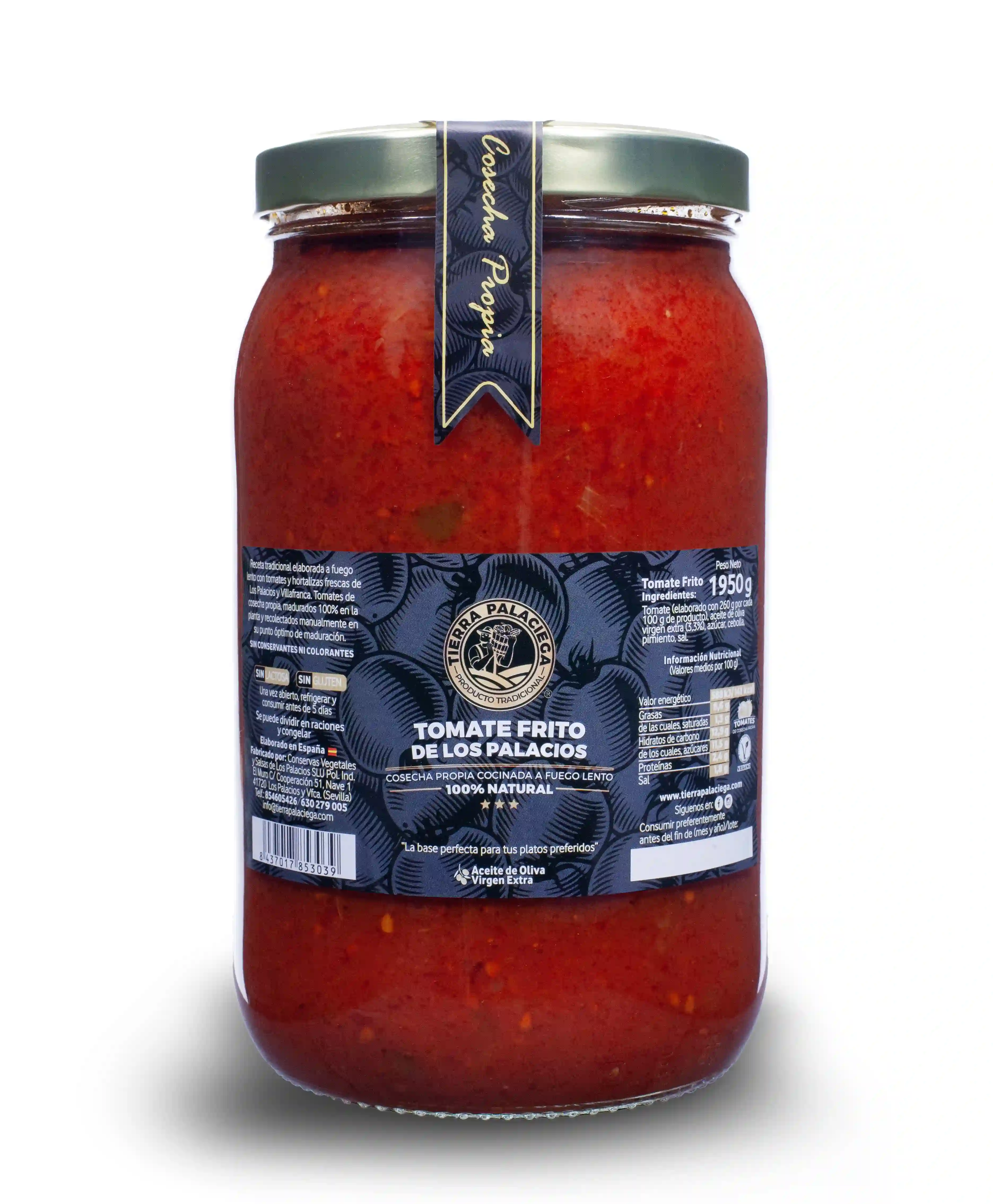 Tierra Palaciega Tomate Frito Artesanal Conceite de Oliva Virgen Extra - Tarro 1950 Gr.
