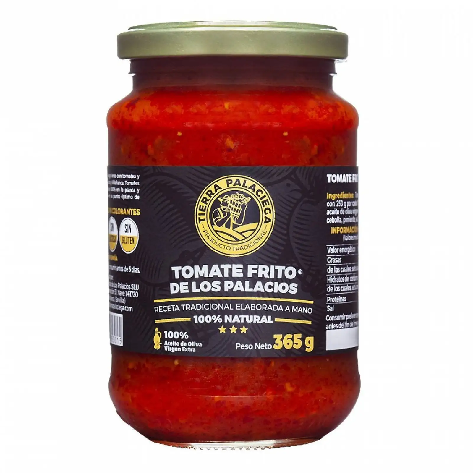 15x Tierra Palaciega Tomate Frito Artesanal Conceite de Oliva Virgen Extra - Tarro 365 Gr.