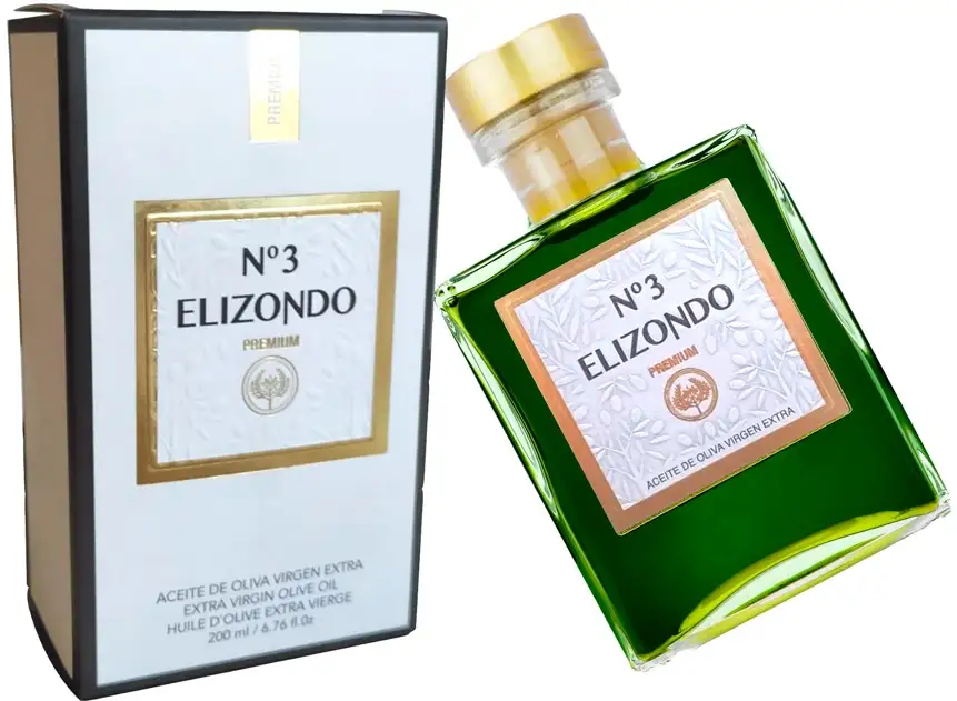 Elizondo Picual Premium Nº3 - Botella de Vidrio 200 ml. con estuche