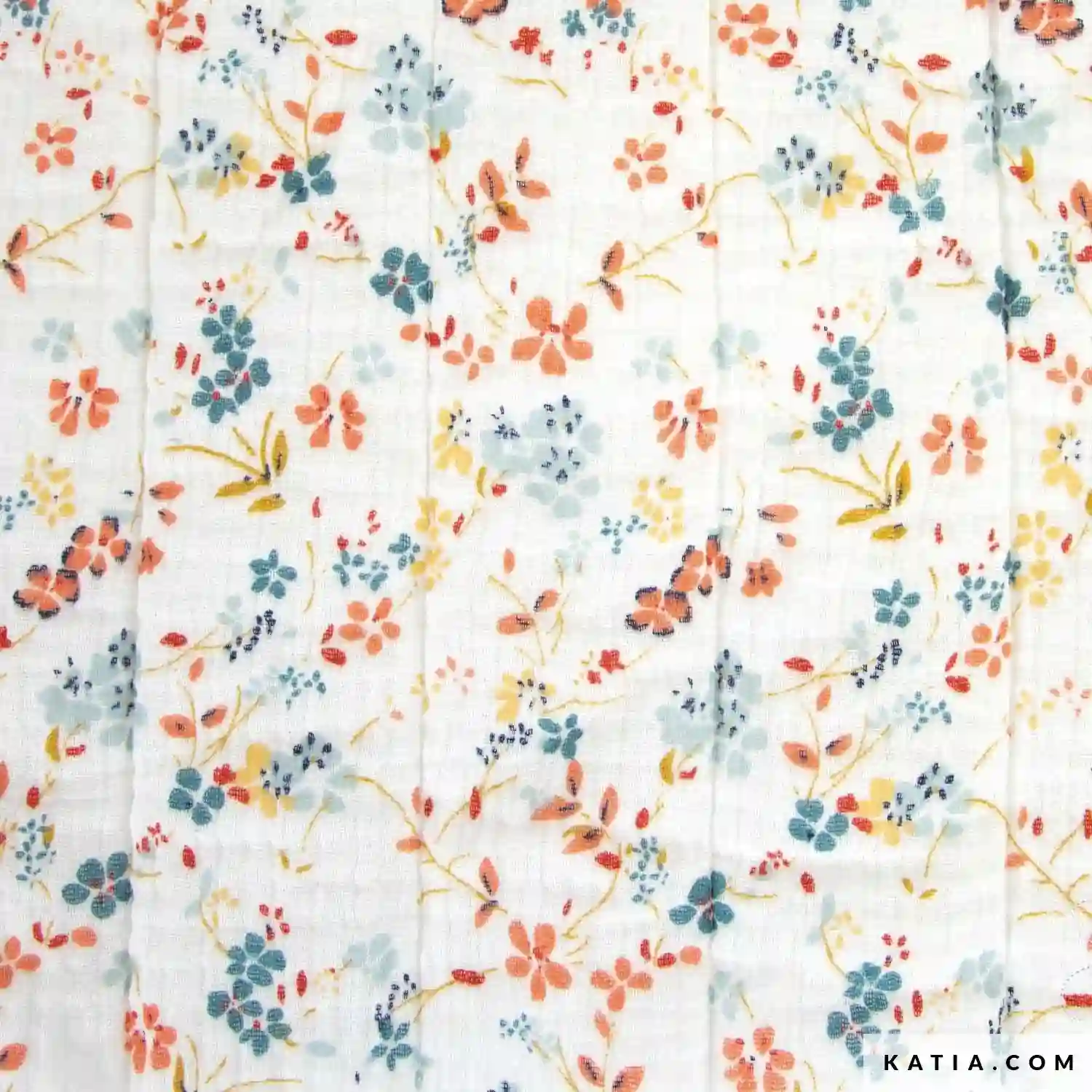 Tela de Muselina Acolchada Con Estampado de Flores