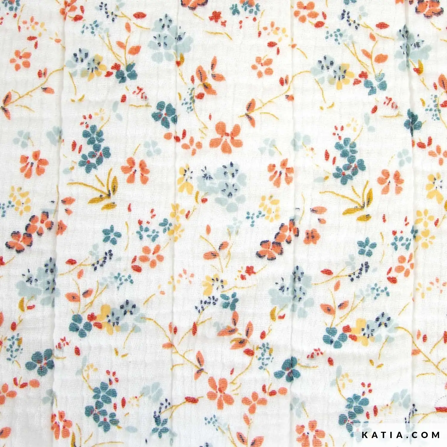 Tela de Muselina Acolchada Con Estampado de Flores