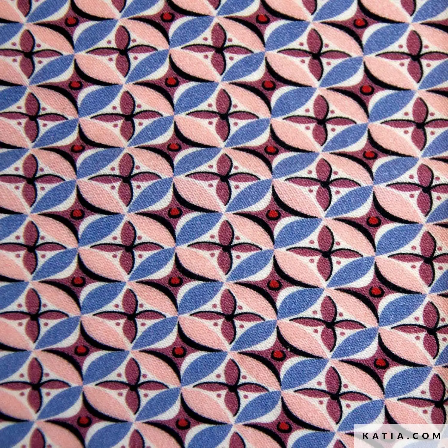 Tela de Sarga de Viscosa Estampado Retro