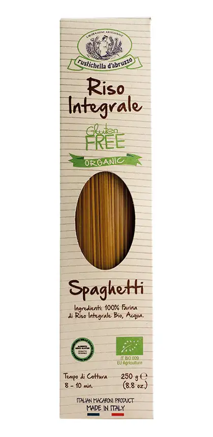 Rustichella d'Abruzzo Spaghetti de Arroz Integral Sin Gluten Bio - Paquete 250 GR
