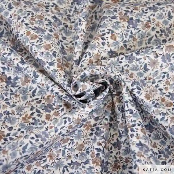 Tela de Popelín Ligero Estampado Swan Blue Flowers