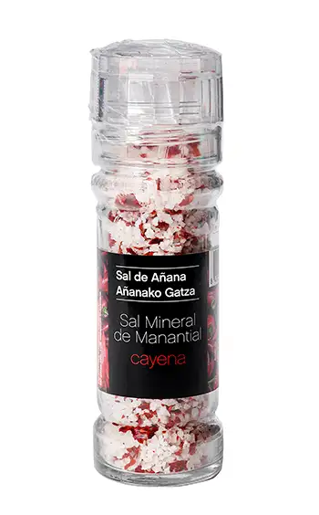 10x Sal de Añana Sal Mineral de Manantial Con Cayena - Molinillo 75 GR