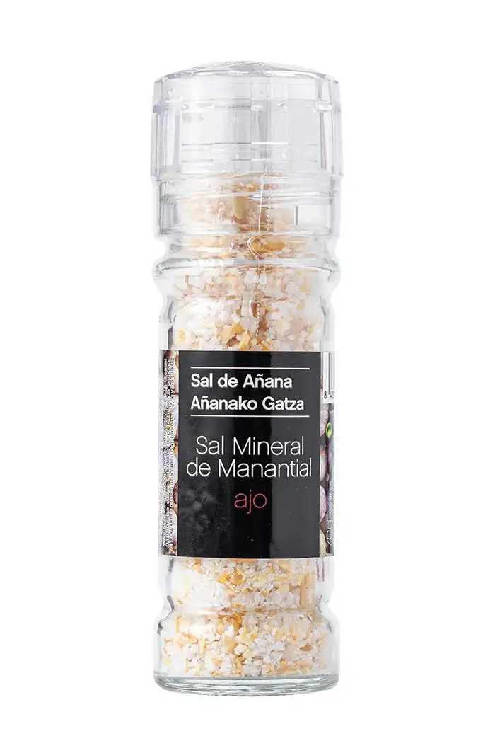 10x Sal de Añana Sal Mineral de Manantial Con Ajo - Molinillo 75 GR