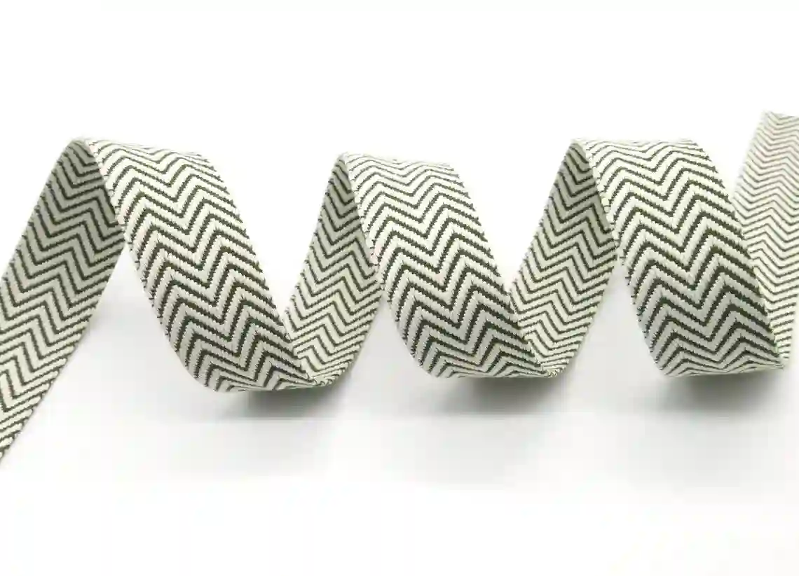 Cinta de Cincha de 4 cm Zig Zag Color Natural-Verde