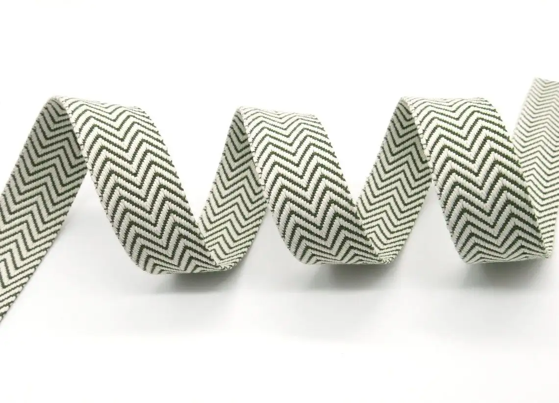 Cinta de Cincha de 4 cm Zig Zag Color Natural-Verde