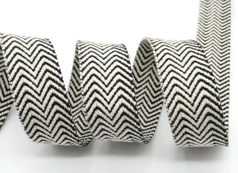 Cinta de Cincha de 4 cm Zig Zag Color Natural-Marino