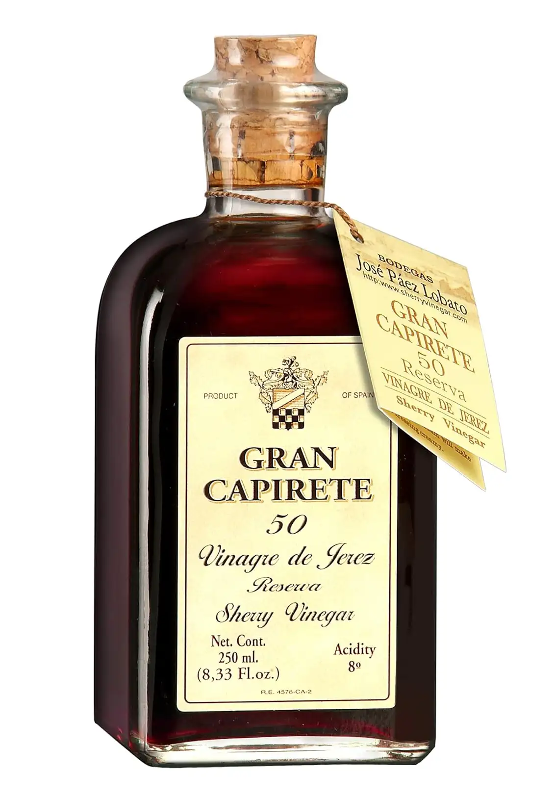 6x Gran Capirete 50 Vinagre de Jerez Reserva - Botella de Vidrio 250 ml