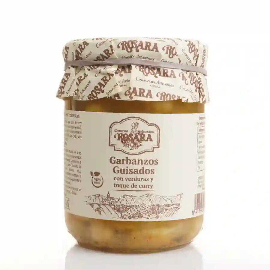 Rosara Garbanzos Guisados ​​Con Verduras y Toque de Curry - Tarro 445 ml.