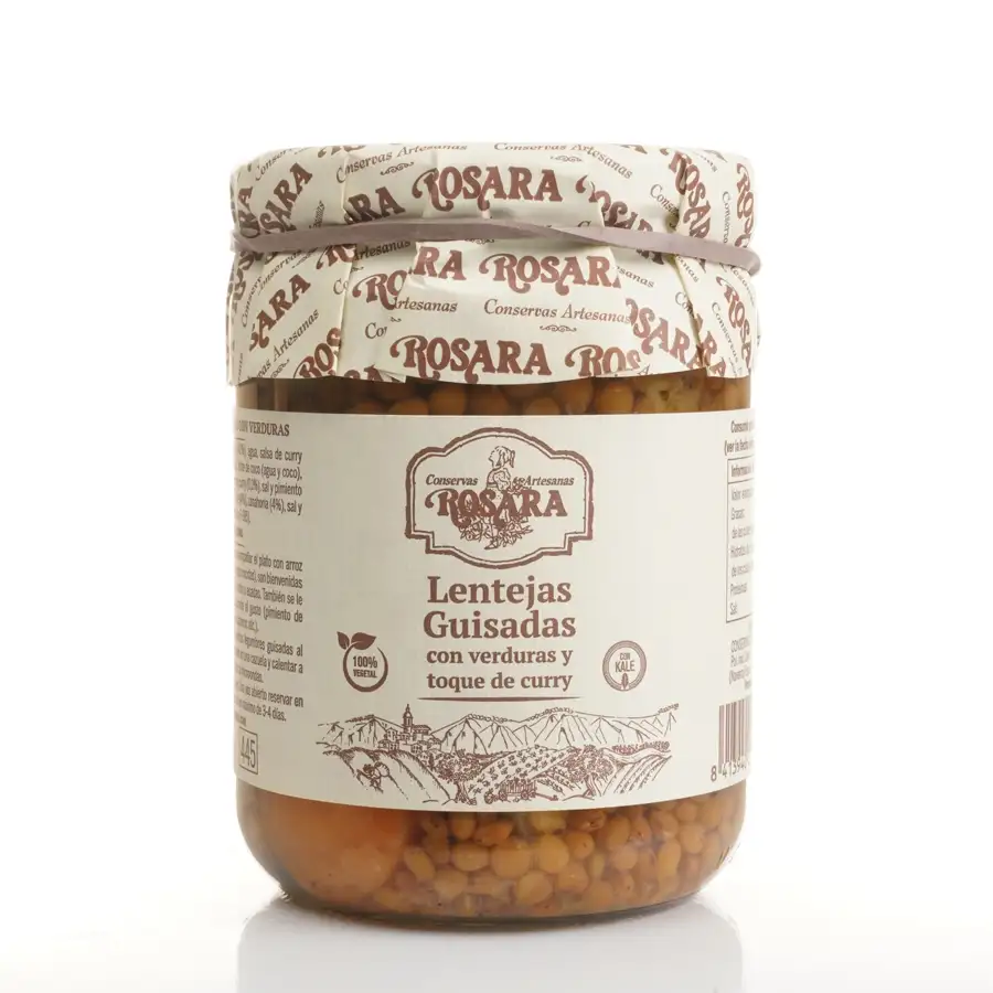 Rosara Lentejas Guisadas Con Verduras y Toque de Curry - Tarro 445 ml.