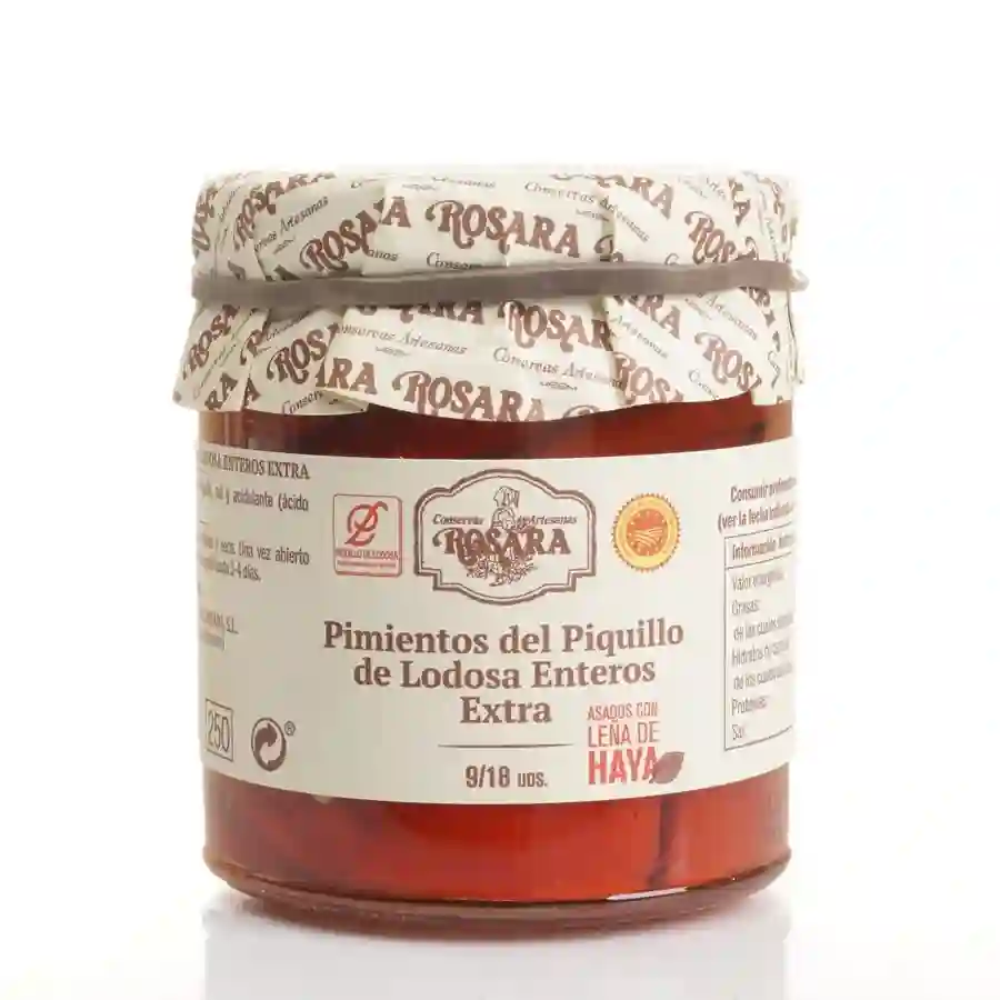 Rosara Pimientos del Piquillo Enteros 9/18 UDS. Extra - Tarro 250 ml.