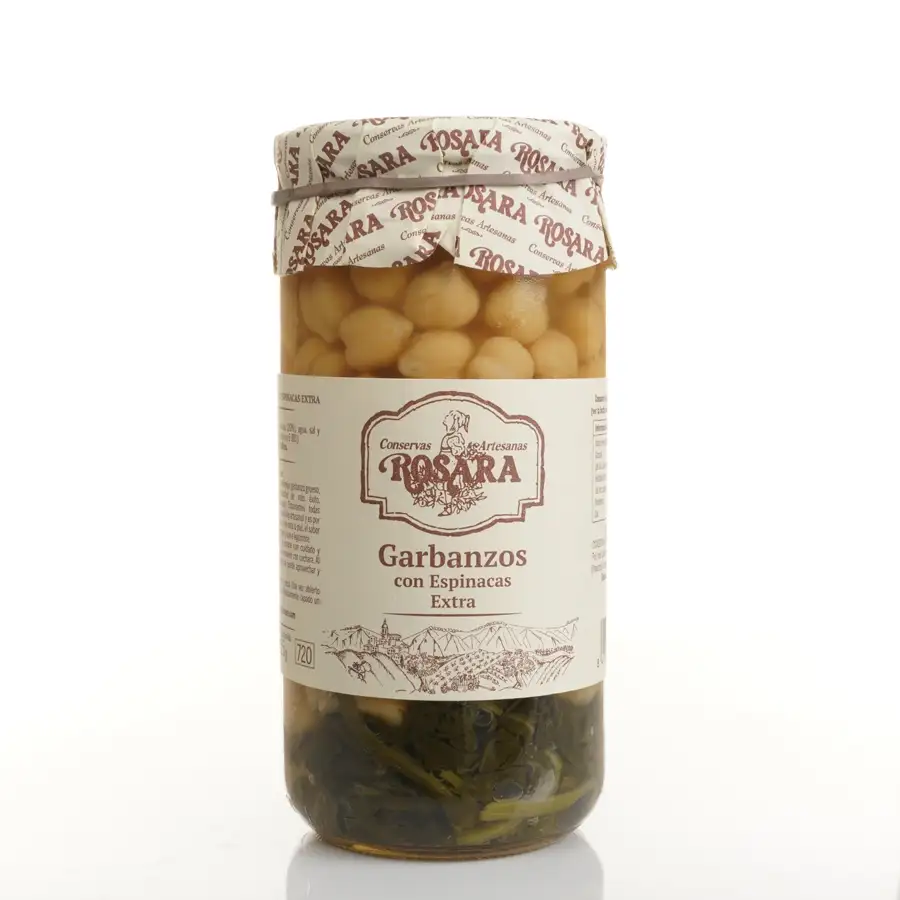 Rosara Garbanzos Con Espinacas Al Natural Extra - Tarro 720 ml