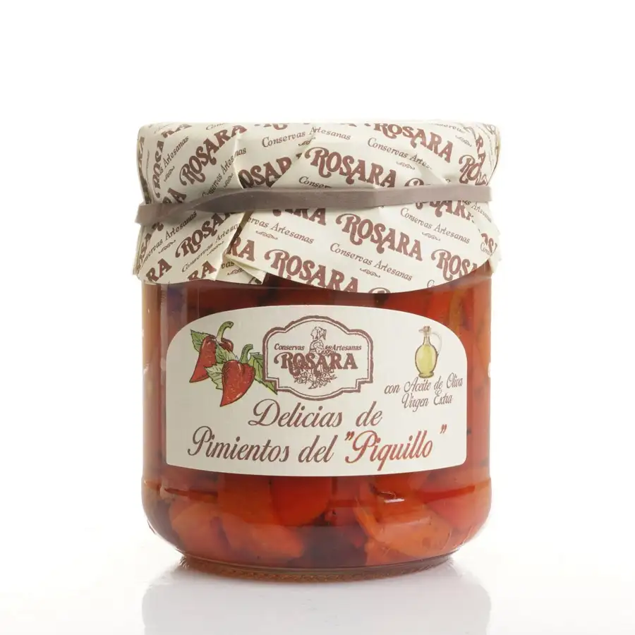 Rosara pimientos de piquillo en tiras guisados con ajillo - Tarro 250 ml
