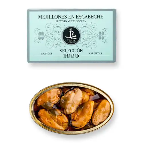 RCE Selección 1920 Mejillones Fritos en Escabeche 9/12 Piezas - Lata 120 gr.